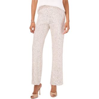 Vince Camuto Sequin Flare Leg Pants in Silver at Nordstrom, Size Medium