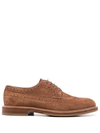 Brunello Cucinelli perforated suede brogues - Brown