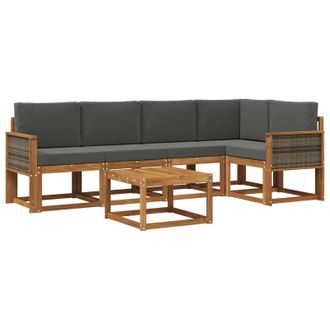 vidaXL Conjunto De Sof&aacute;s De Exterior 6 Pcs Natural Y Antracita Vidaxl
