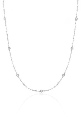 Crislu Aura Cubic Zirconia Station Necklace in Pure Platinum/Clear Stone at Nordstrom, Size 16