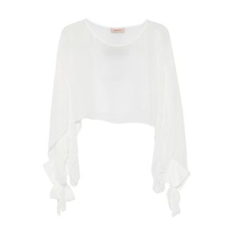 Twinset Top tipo capa transparente con detalle de lazo - Jackets - Mujer - Blanco - S