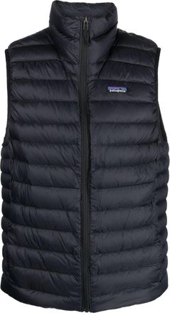 Patagonia logo-patch feather-down gilet - men - Feather Down/Recycled Nylon/Recycled Nylon - S - Black