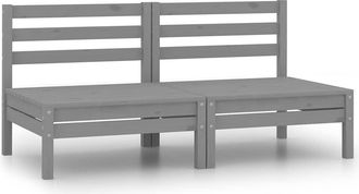 vidaXL Sof&aacute;s Central De Jard&iacute;n 2 Unidades Gris Madera Maciza De Pino Vidaxl