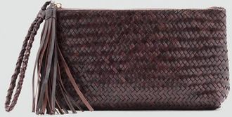 Mango Pouch pelle intrecciata cioccolato - Donna - Taglia unica - MANGO