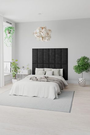 Aspire Home Accents EasyMount Wall Mounted Upholstered Panels, Modular DIY Headboard in Kimiyo Linen Fabric (Pack of 8) in Grey