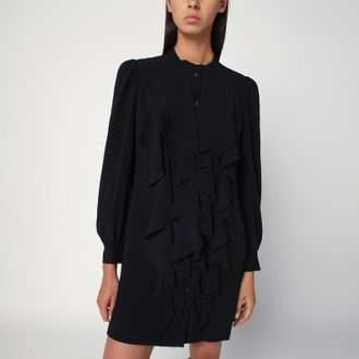 Chloé Black ruffled dress in silk blend