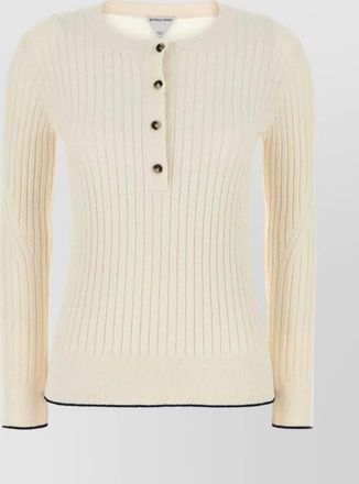 Bottega Veneta boucl&eacute; crew neck top with ribbed texture