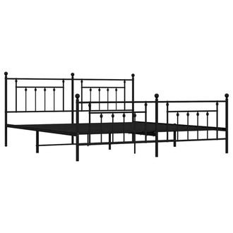 Berkfield Home Metal Bed Frame with Headboard & Footboard Black 193x203 cm