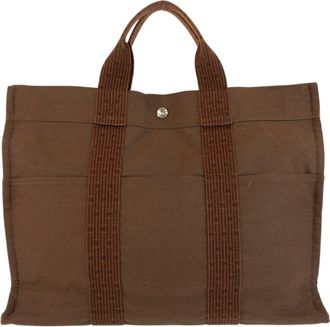 Herm&egrave;s Brown Polyamide Handbag Tote Bag (Pre-Owned)