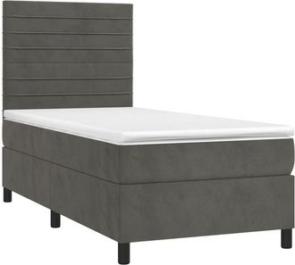 vidaXL Vidaxl - Cama Box Spring Colch&oacute;n Y Led Terciopelo Gris Oscuro 90x190 Cm
