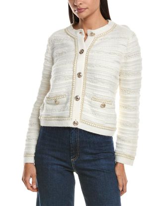 Milly Metallic Wool-Blend Knit Cardigan