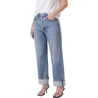 A Gold E Fran High Waist Wide Straight Leg Jeans in Invention at Nordstrom Rack, Size 32
