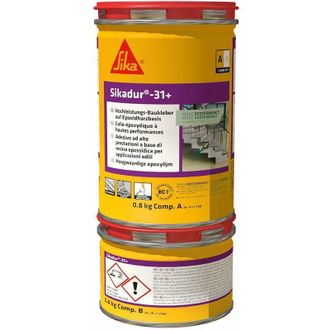 Sika Sika - dur 31+ (ab), Grigio Calcestruzzo - Adesivo epossidico - Incollaggio strutturale - Ripristino calcetruzzo - Latta metallica 1,2Kg (a+b)