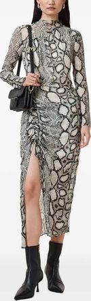 AllSaints Abito midi con stampa pelle di serpente - Toni neutri