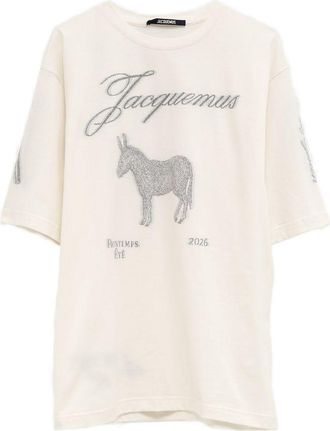 Jacquemus Graphic Jacquard White T-Shirt With Artistic Accents