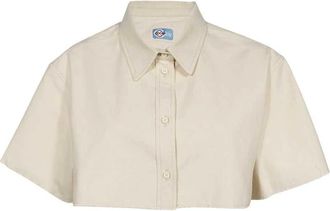 Heron Preston Klassieke Katoenen Shirt Logo Detail - Dames - Overhemden - Beige - M - Katoen - Overhemden