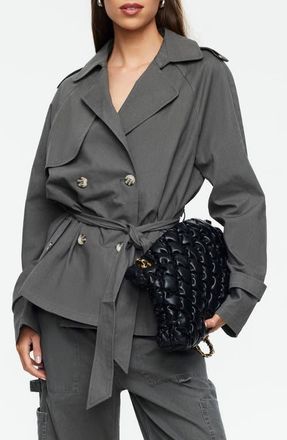 Lioness Trencherous Crop Coat in Moss at Nordstrom, Size X-Large