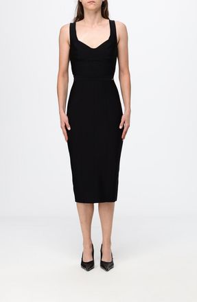 Elisabetta Franchi Abito midi a tubino in jersey con scollo a V e spalle scoperte