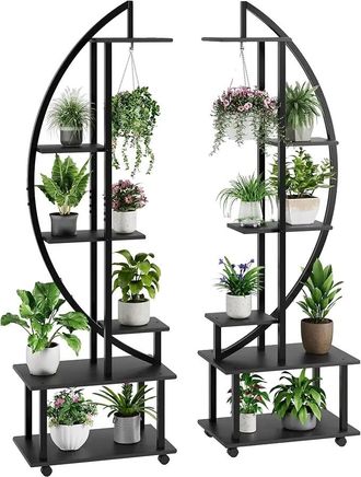 OEM Soporte Para Plantas, De Madera, 6 Niveles, Para Uso Interior Y Exterior, Ruedas Desmontables, F&aacute;cil Montaje