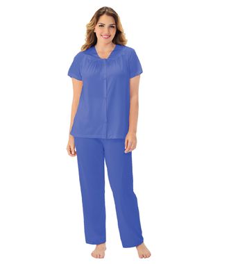 Exquisite Form Womens Plus Size Coloratura Sleepwear Short Sleeve Pajama Set 90807, Rocky Blue, XL