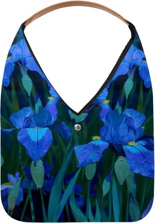 Generic Blue Irises at Night Reusable Lightweight Grocery Bags - Foldable Into Compact Pouch, Washable & Sturdy, Multipurpose for Shopping and Travel