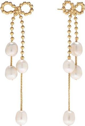Eye Candy Los Angeles Melina Freshwater Pearl Bow Drop Earrings in Gold at Nordstrom Rack