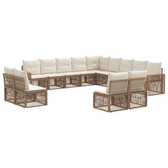 vidaXL Conjunto De Sof&aacute;s De Jard&iacute;n 13 Pcs Beige Y Blanco Crema Vidaxl