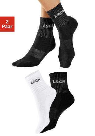 Lascana Tennissocken LSCN BY LASCANA, Damen, Gr. 35-38, schwarz-weiss (1x schwarz, 1x wei&szlig;), Baumwollmischung, unifarben, normal, Socken Tennissocken, mit Hal