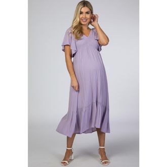 Pinkblush Smocked Ruffle Dress in Lavender at Nordstrom, Size Medium