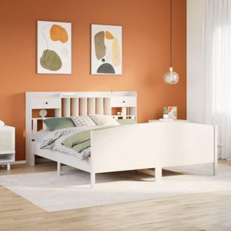 vidaXL Vidaxl - Cama Con Estanter&iacute;a Sin Colch&oacute;n Madera Maciza Blanca 180x200 Cm