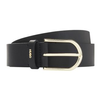 HUGO BOSS Leren Riem met Gouden Details en Logo - Dames - Riemen - Zwart - 90 CM - Leer - Accessoires