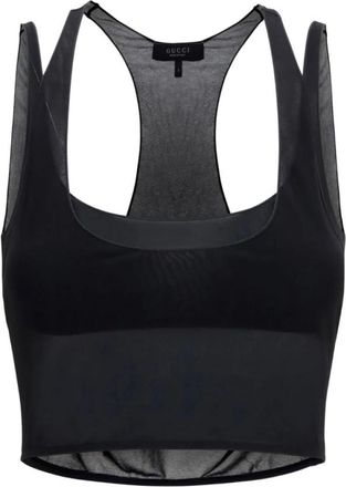 Gucci Licht cr&ecirc;pe jersey bralette set - Dames - Tops zonder mouwen - Zwart - M - Tweed - Tops