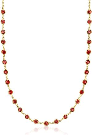 Ross-Simons Bezel-Set Garnet Necklace in 18kt Gold Over Sterling