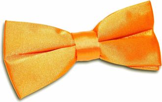 DQT Men Pre-Tied Plain Satin Adjustable Tuxedo Bow Tie - Fluorescent Orange
