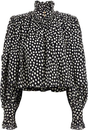 Chlo&eacute; Polka-Dots Silk Shirt-Donna