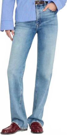 Good American Soft Tech Good True Straight Jeans In Blue Wash