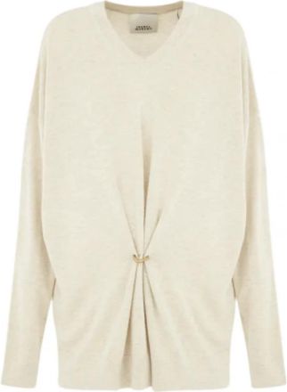 Isabel Marant Chiraz Sweater - Dames - V-hals truien - Beige - XS - Wol - Truien & Vesten