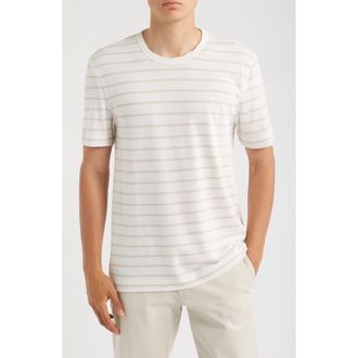 BOSS Taut Stripe Linen & Cotton T-Shirt in Natural at Nordstrom, Size Xx-Large