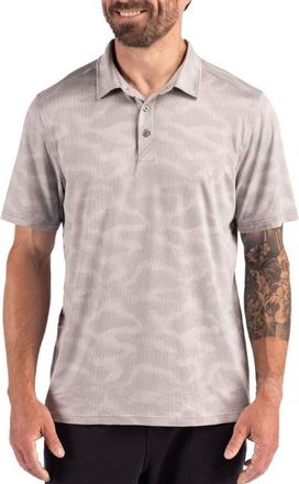 Cutter & Buck Epic Comfort Camo Regular Fit Polo in Concrete at Nordstrom, Size Medium R