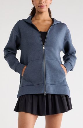 Zella Ultra Luxe Volume Zip Hoodie in Navy Armada Heather at Nordstrom, Size X-Small