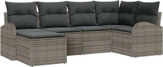 vidaXL Vidaxl - Conjunto De Sof&aacute; De Jard&iacute;n Con Coj&iacute;n 6 Pcs Gris Polirat&aacute;n