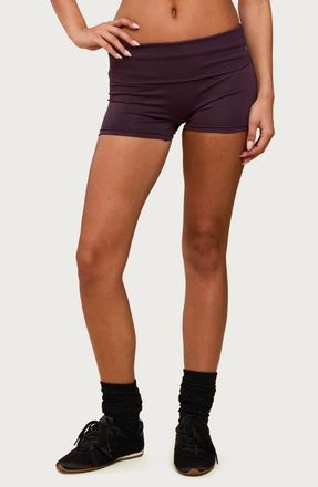 Edikted Soraia Foldover Bike Shorts in Plum at Nordstrom, Size X-Small