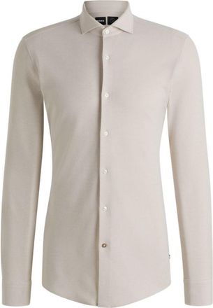 BOSS Slim-fit shirt in cotton-piqué jersey