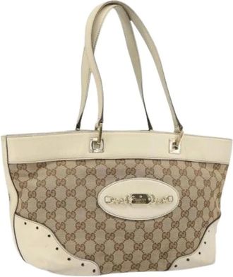 Gucci Pre-owned Tote Bags, female, Beige, Size: ONE SIZE Pre-owned Canvas Tote Bag