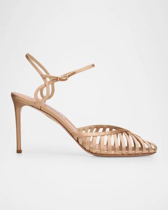 Aquazzura 85mm Sweet Surrender Satin Caged Pumps