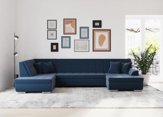 Domo Collection Wohnlandschaft »Treviso incl. Zierkissen, moderne Steppung, XXL: B/T/H: 364/201/83 cm« wahlweise mit Bettfunktion, in vielen Bezugsarten auch in Cord 