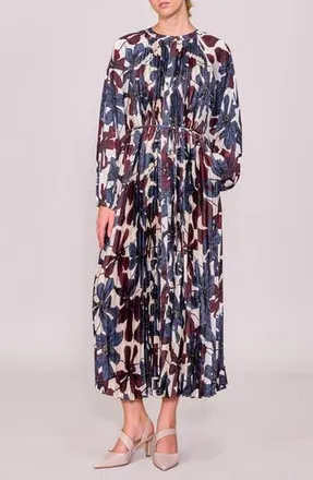 Melloday Floral Print Long Sleeve Shirtdress in Bone Multi at Nordstrom Rack, Size Large