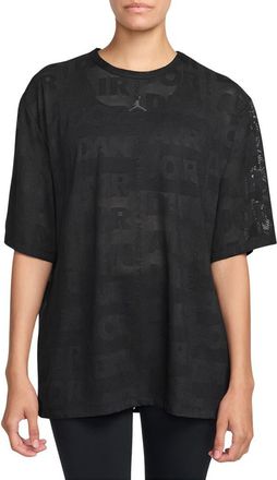 Nike Jordan Flight Boxy Semisheer Top in 010 Black at Nordstrom, Size X-Small