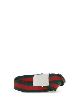 Gucci Military Striped Ribbon Belt - Green