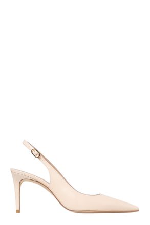 Stuart Weitzman Cream Stuart Power Slingback 75 Pointed Leather Pumps